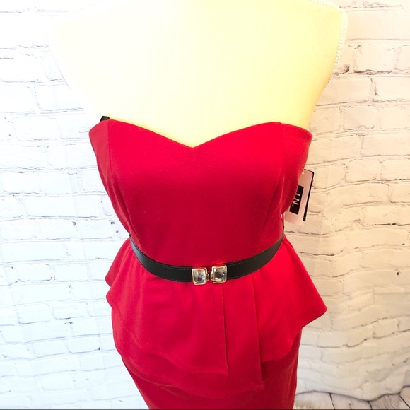 NWT I.N. San Fran red peplum semi formal dress - Picture 3 of 6